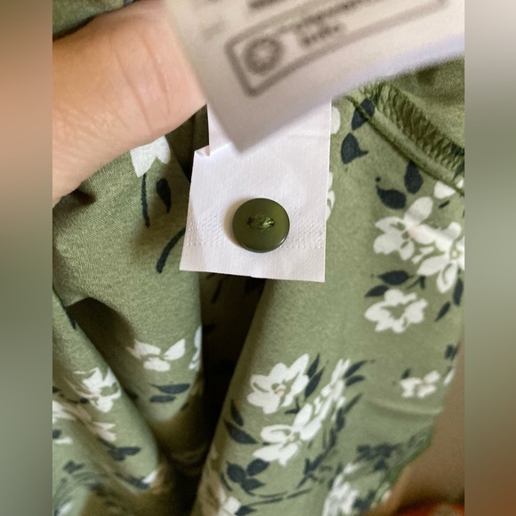 ASOS Curves New Look Avocado Green Amelie Floral Balloon Sleeve Smock Dress #RW - Picture 8 of 12